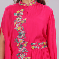 Designer hand embroidered indo western kurti and pant set