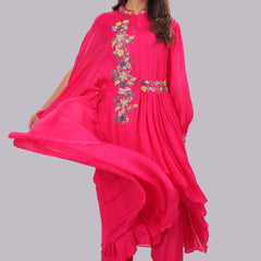 Designer hand embroidered indo western kurti and pant set