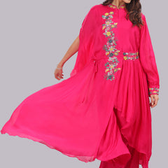 Designer hand embroidered indo western kurti and pant set