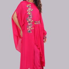 Designer hand embroidered indo western kurti and pant set