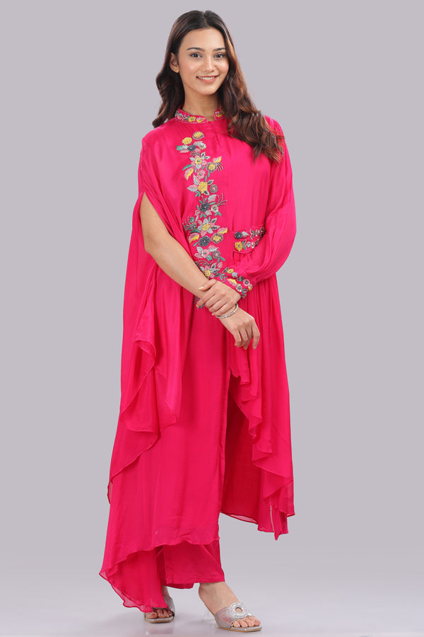 Designer hand embroidered indo western kurti and pant set