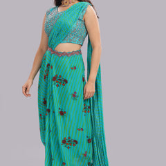 Designer Hand Embroidered Draped Saree