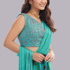 Designer Hand Embroidered Draped Saree