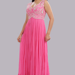 Designer Hand Embroidered Full Length Gown