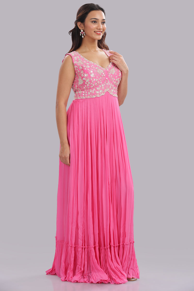 Designer Hand Embroidered Full Length Gown