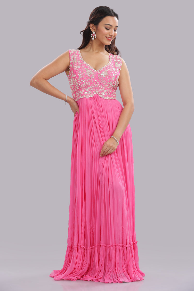 Designer Hand Embroidered Full Length Gown