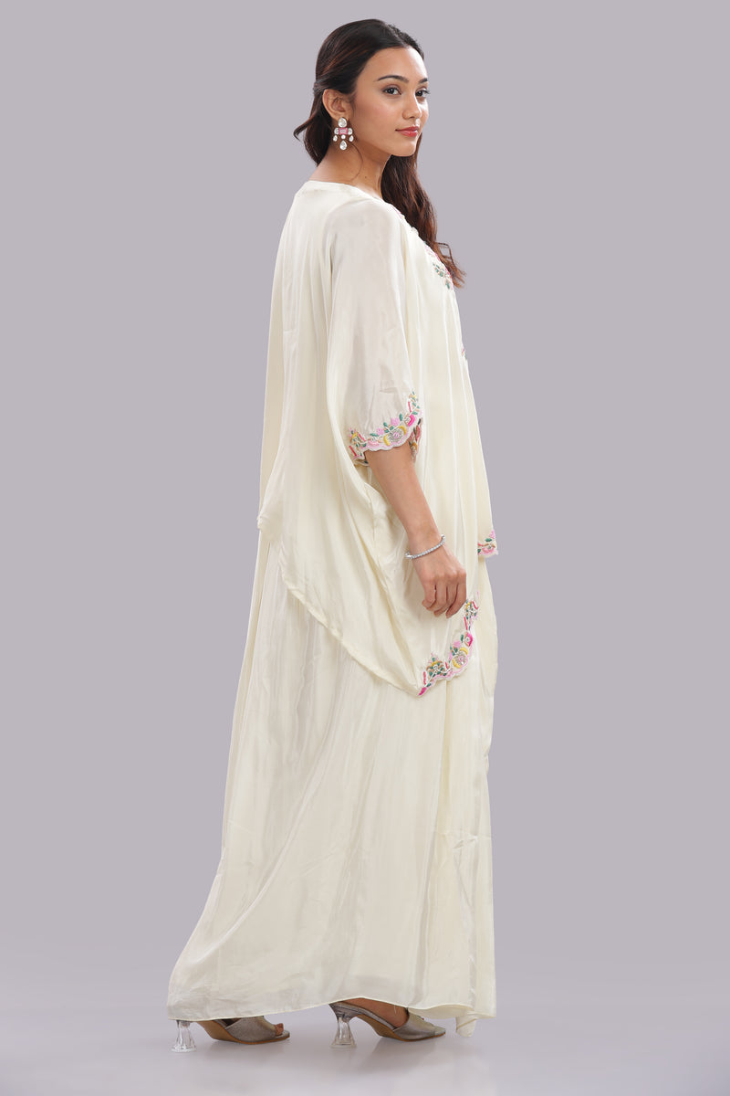 Designer Hand Embroidered Cape Clubbed with Flaired Skirt and Blouse