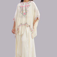 Designer Hand Embroidered Cape Clubbed with Flaired Skirt and Blouse