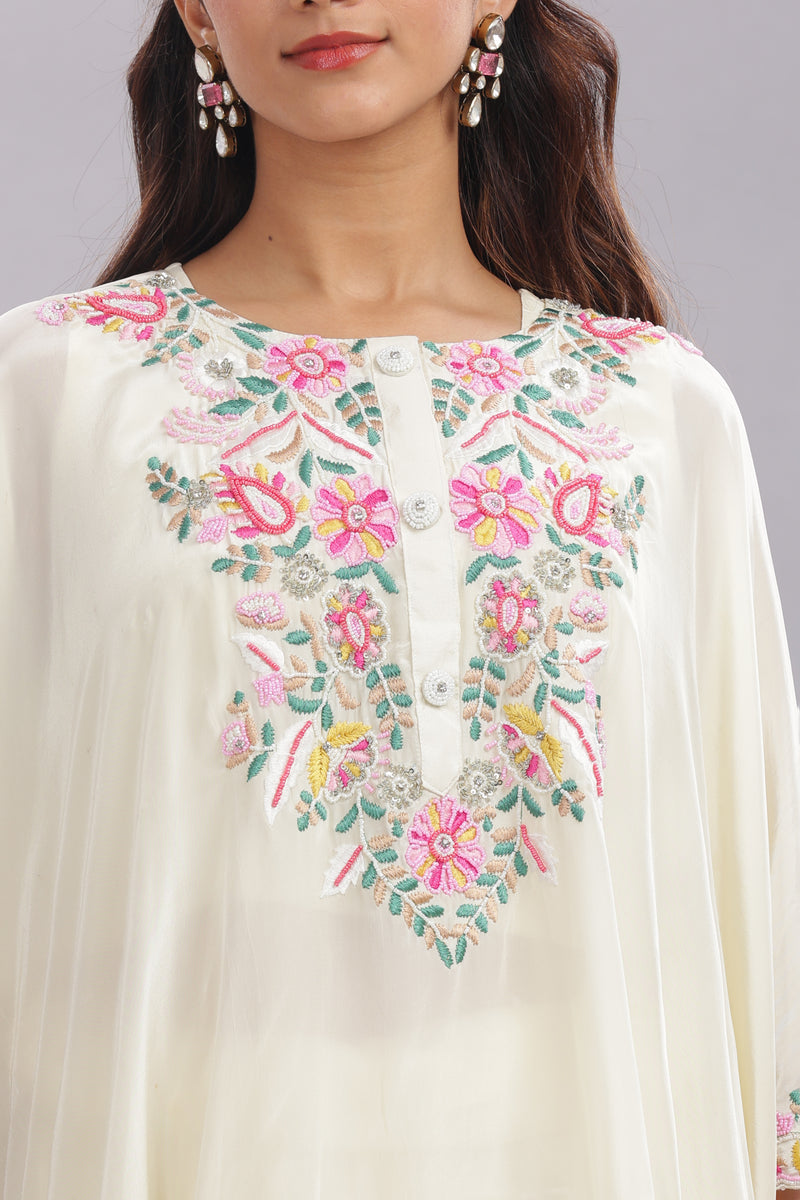 Designer Hand Embroidered Cape Clubbed with Flaired Skirt and Blouse