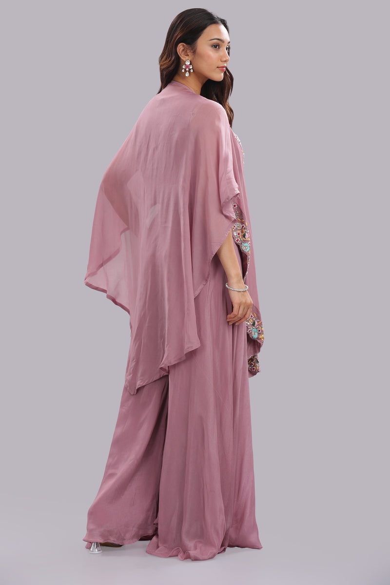 Designer Hand Embroidered Cape Clubbed with Flaired Pant and Blouse