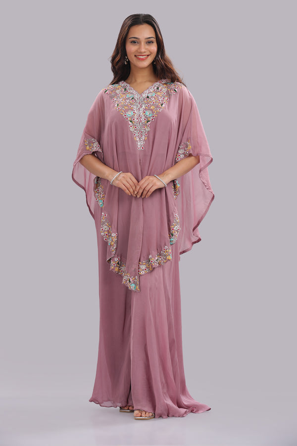Designer Hand Embroidered Cape Clubbed with Flaired Pant and Blouse
