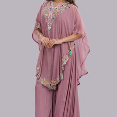 Designer Hand Embroidered Cape Clubbed with Flaired Pant and Blouse