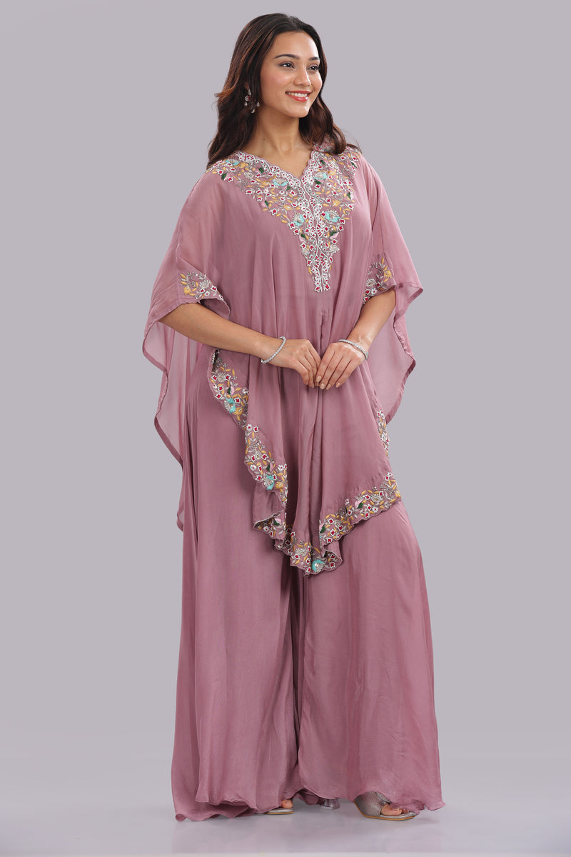 Designer Hand Embroidered Cape Clubbed with Flaired Pant and Blouse