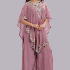 Designer Hand Embroidered Cape Clubbed with Flaired Pant and Blouse