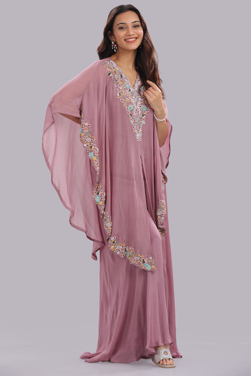Designer Hand Embroidered Cape Clubbed with Flaired Pant and Blouse