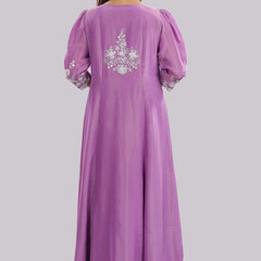 Designer Tissue Silk Hand Embroidered Anarkali Clubbed With Crushed Tissue Skirt And Tissue Dupatta