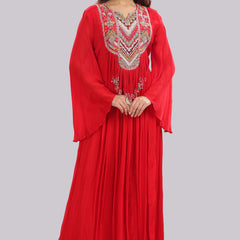 Designer Hand Embroidered Full Length Gown With Dupatta