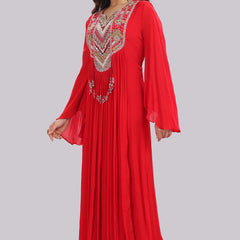 Designer Hand Embroidered Full Length Gown With Dupatta