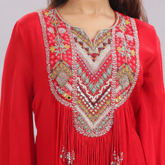 Designer Hand Embroidered Full Length Gown With Dupatta