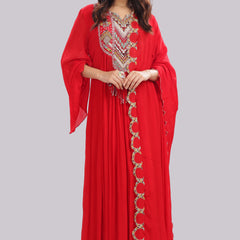 Designer Hand Embroidered Full Length Gown With Dupatta