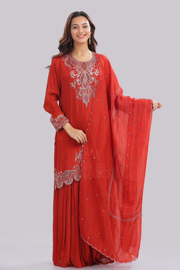 Designer Hand Embroidered Sharara Suit
