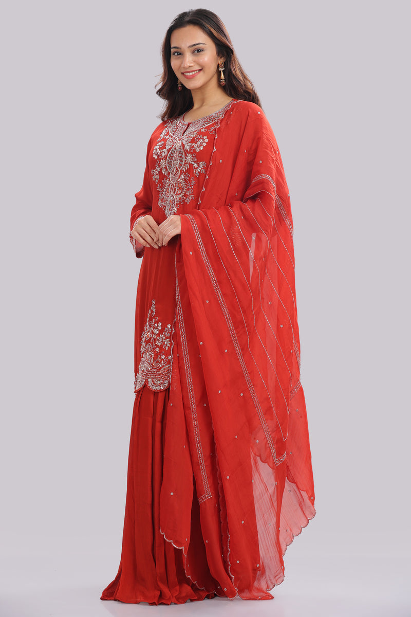 Designer Hand Embroidered Sharara Suit