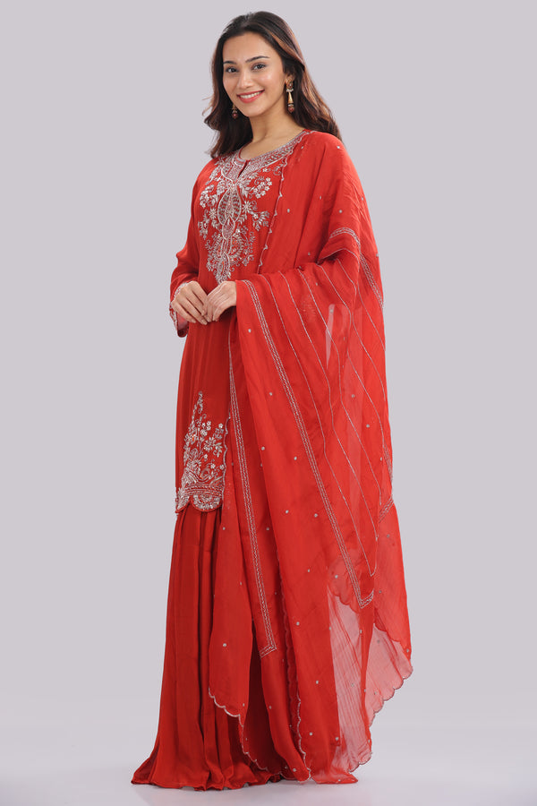 Designer Hand Embroidered Sharara Suit