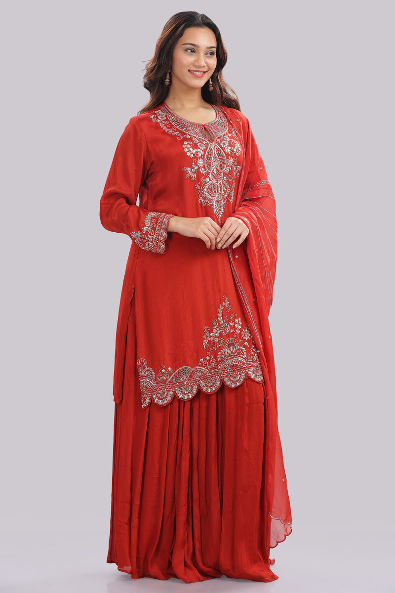 Designer Hand Embroidered Sharara Suit