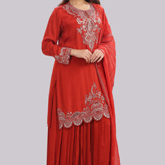 Designer Hand Embroidered Sharara Suit