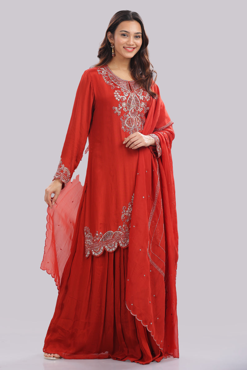 Designer Hand Embroidered Sharara Suit
