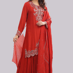 Designer Hand Embroidered Sharara Suit