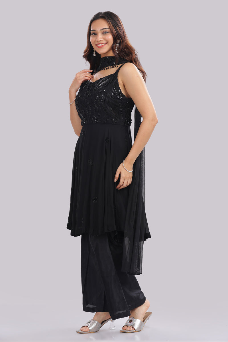 Designer Short Kurti Suit with Choker Dupatta