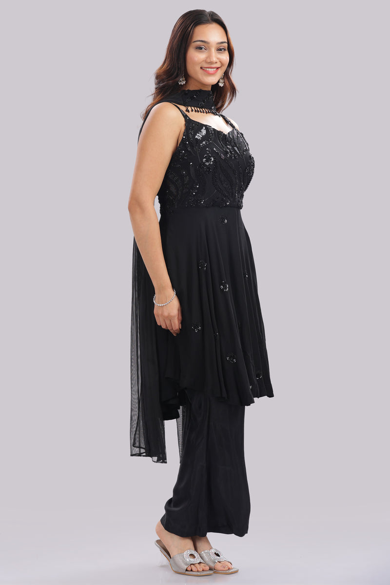 Designer Short Kurti Suit with Choker Dupatta
