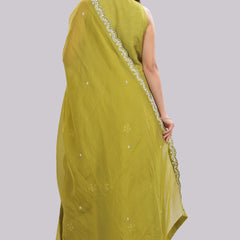 Indo-Western Anarkali with Panelled Pant & Dupatta