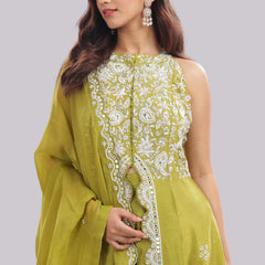 Indo-Western Anarkali with Panelled Pant & Dupatta