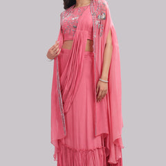 Designer Draped Skirt With Cape