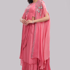 Designer Draped Skirt With Cape