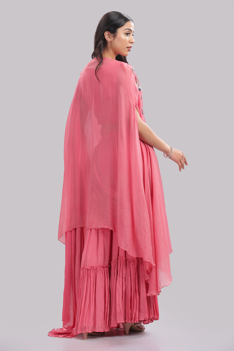 Designer Draped Skirt With Cape