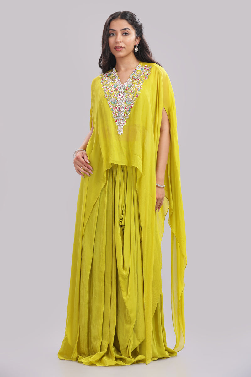 Designer Draped Skirt With Cape