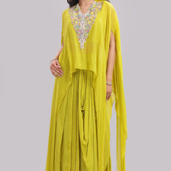 Designer Draped Skirt With Cape