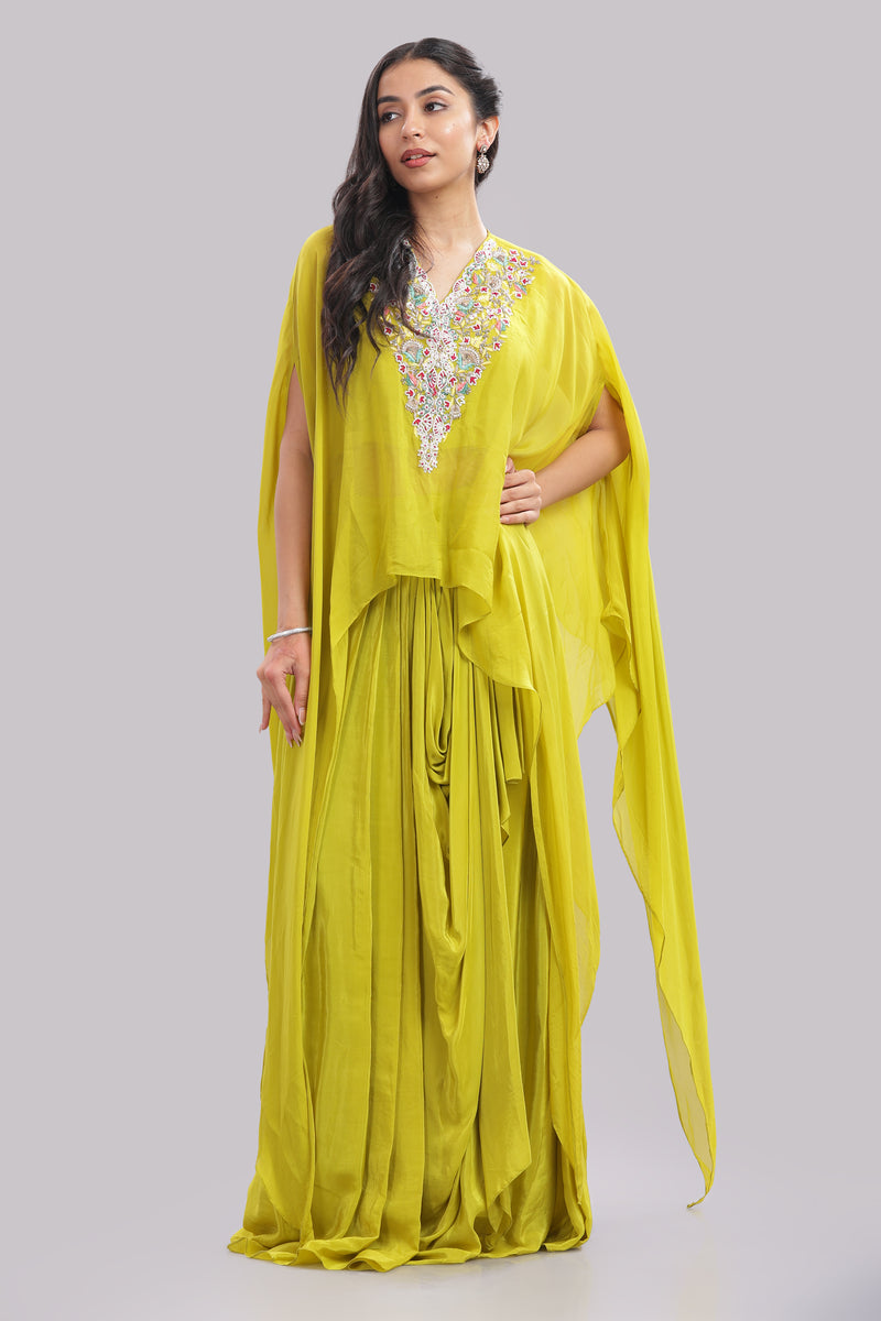 Designer Draped Skirt With Cape