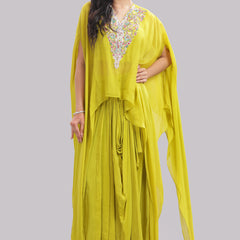 Designer Draped Skirt With Cape