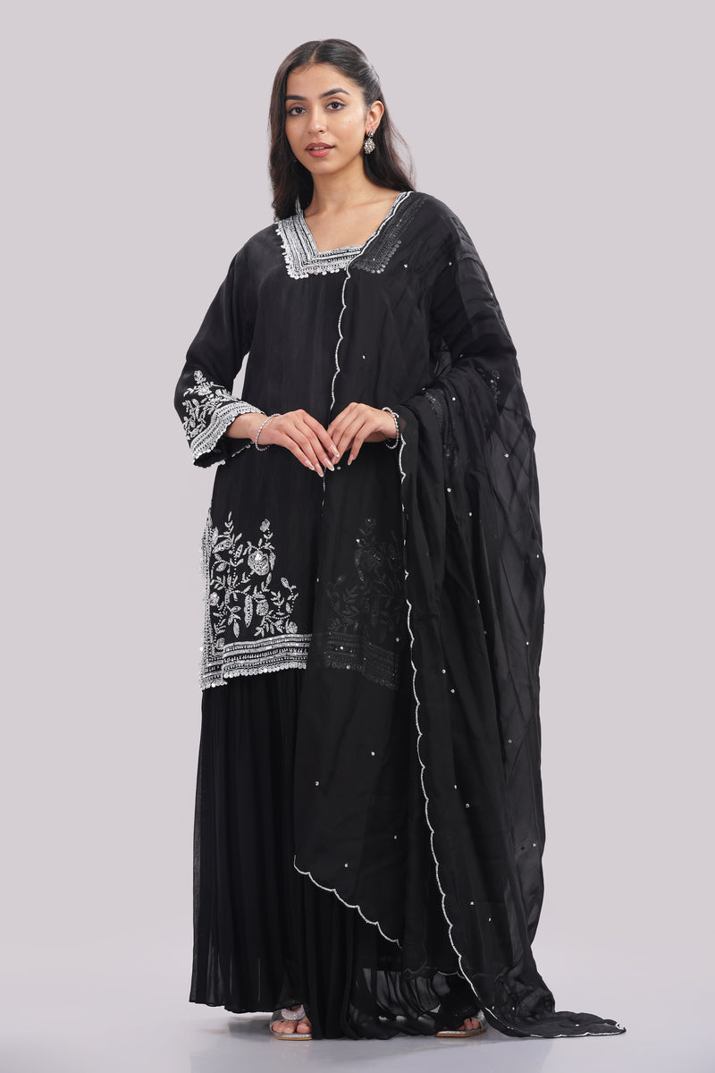 Designer Hand Embroidered Sharara Suit