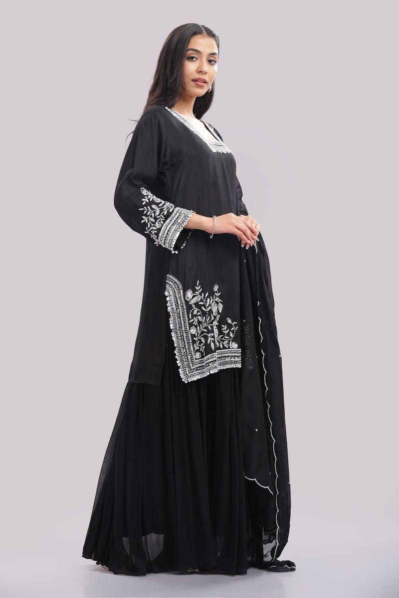 Designer Hand Embroidered Sharara Suit