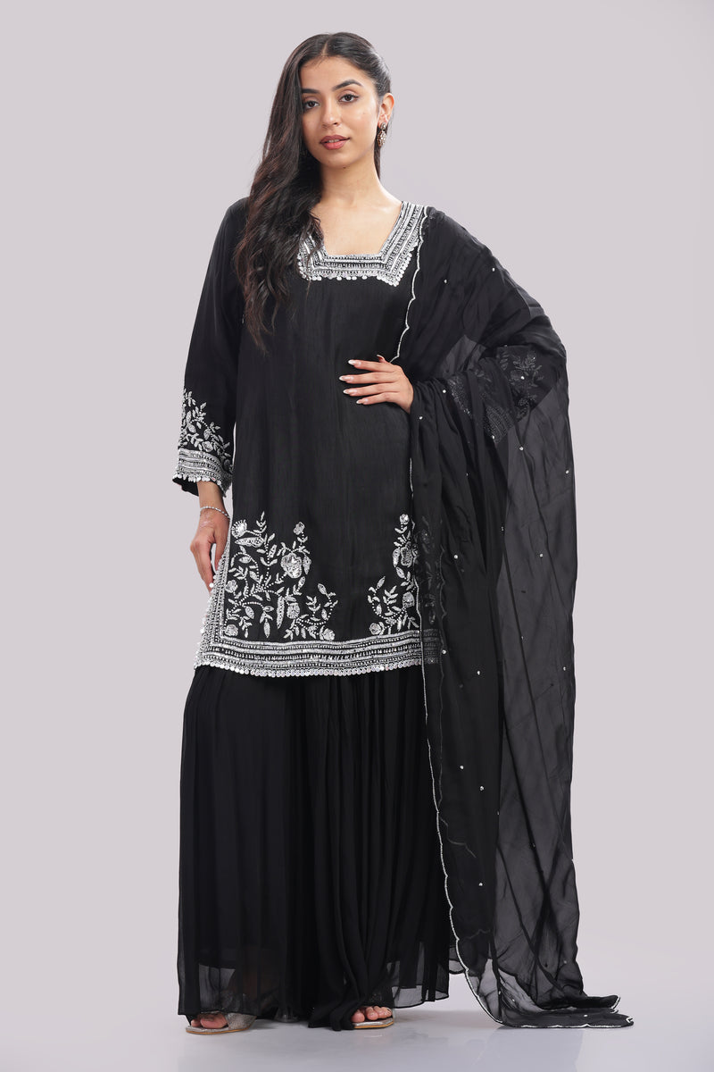 Designer Hand Embroidered Sharara Suit