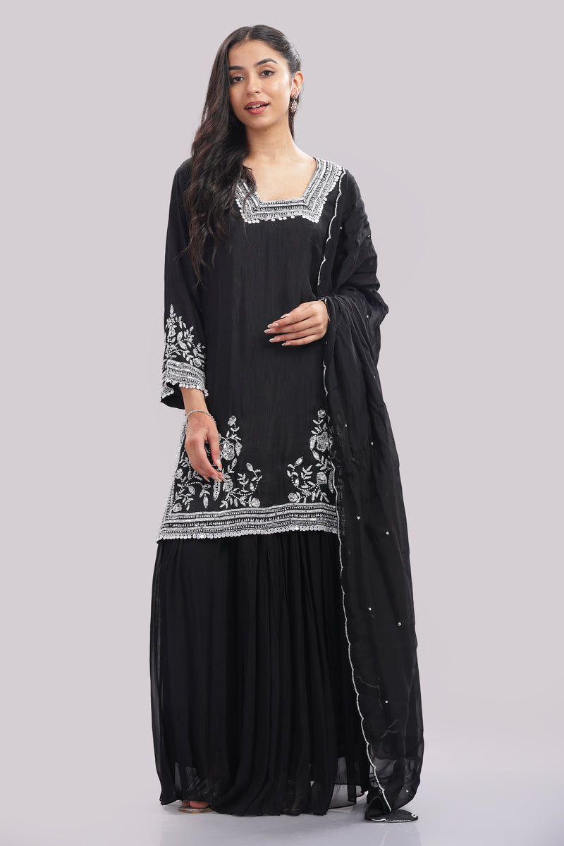 Designer Hand Embroidered Sharara Suit