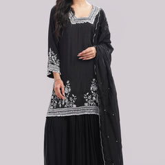 Designer Hand Embroidered Sharara Suit