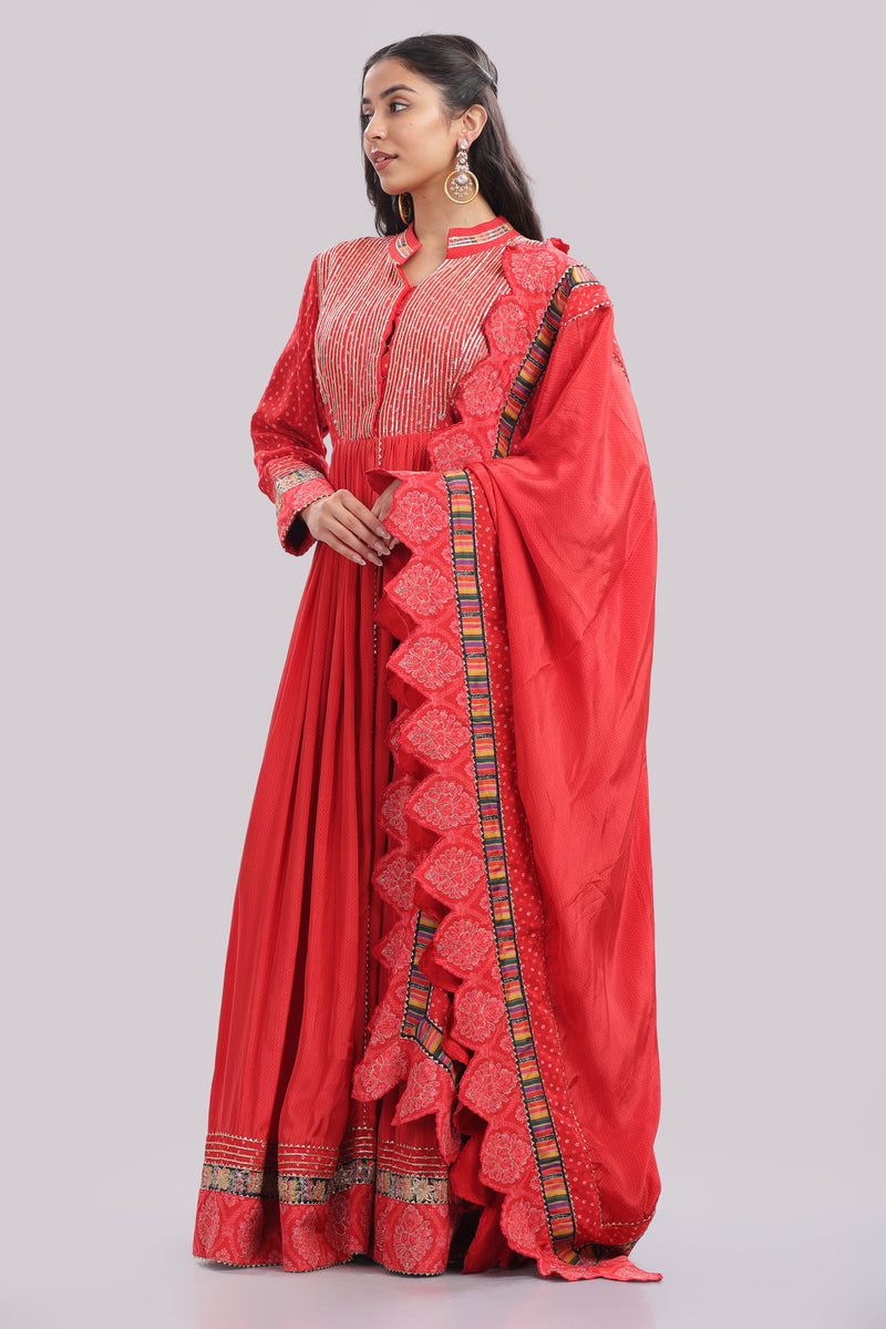 Designer Anarkali Suit With Gota Patti And Applique Work
