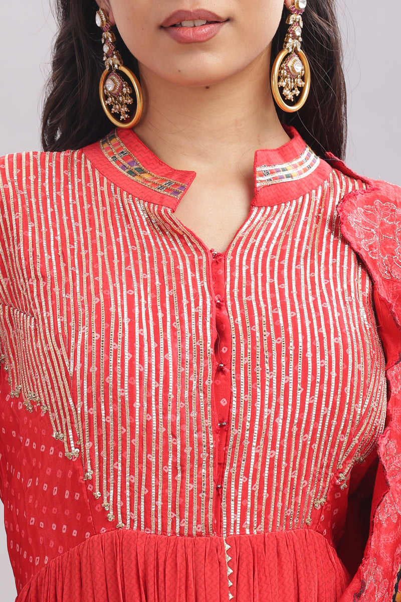Designer Anarkali Suit With Gota Patti And Applique Work