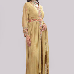 Designer Anarkali Suit with Banarasi Brocade Pant